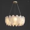 Pendant Lamps Led Modern Feather Glass Round Golden Iron Hanging Chandelier Light Fixture Lampen Lustre Crystal Suspend Luminaire For Foyer