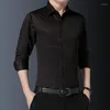 Men's Casual Shirts Fashion Spring And Autumn Smart Longsleeve Shirt For Men Turn-Down Collar Slim Social Work Dress