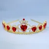 Cabeça de cabeça Coroa de casamento de luxo Tiara Girl Red Heart Head Bands Bridal