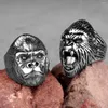 Ringos de cluster Aço inoxidável Homens de gorila macaco punk hip hop Personalidade legal para masculino Jóias de criatividade do garoto Presente de criatividade por atacado