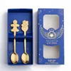 Dinnerware Sets 4PCS/2PCS Christmas Gift Tableware Set Snowman Gingerbread Stocking Decoration Dessert Spoon Coffee Cutlery