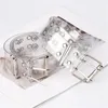Cinture Est Cintura in PVC trasparente da donna con fibbia quadrata in metallo selvaggio 4 cm 105 cm di larghezza fascia femminile da donna