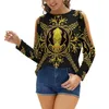 Women's T Shirts Designer Squid-Black Women's T-shirt Summer Fashion Print Floral V-hals blixtl￥s Tshirt ih￥liga pullover damer topp