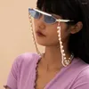 Sunglasses Frames Retro Temperament Imitation Pearl Tassel Chain Glasses Simple Color Mixed Rice Bead Personality