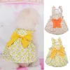 Dog Apparel Pet Dress Soft Fabric Big Bow Design Spring Summer Floral Print Princess Cat For Teddy