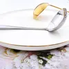 Servis uppsättningar Western 8st Serving Cutrow Gold Set Buffet Catering Flatware Colander Spoons Fork Kitchen Silverware