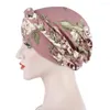 Ethnic Clothing 2022 Muslim Print Milk Silk Scarf Hat With Floral Cloth Can Hide The Fashion Temperament Turbans For Women