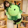 90 cm Söt kinesisk kål Bee Ladybug Plush Toy Högkvalitativ fylld docka Sovande cylindrisk kudde födelsedagspresent till barn