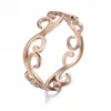 Bröllopsringar Vintage Filigree Flower Ring Women Girls Rostfritt stål Romantisk Rose Gold Color Casual Jewelry Anniversary Gift228s