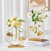 Vases Golden Ginkgo Hydroponic Vase Nordic Home Living Room Decoration Cachepot for Flowers Decor Interior terrarium