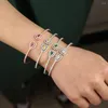 Brazalete con forma de lágrima y circonita cúbica, piedra natal abierta para mujer, joyería preciosa de moda