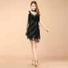 Stage Wear Latin Dance Fringe Dress Women Ballroom Dancewear Sequins V-Neck Tassel Costume