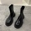 Top Stiefel Rimocy Plattform Damen Knöchel Herbst Zurück Reißverschluss Med Ferse Runde Zehe Rutschfeste Pu-Leder Booties Mujer 221213