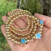 Strand Dvacaman 4pcs/zestaw rozciągliwy bransoletki dla kobiet 6 kolorów urok Golden Ball Bead Star Bransoletka modna biżuteria Prezenty Hurtowe