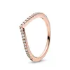 Anillo Pandora Joyería de diseño para mujer Anillos de banda de calidad original Anillos de banda 925 Oro rosa Ajuste fino Apilable Fiesta Redonda Joyería de mujer Gota