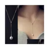 Pendant Necklaces Pearl Necklace Sier/Gold Color Accessories Fashion Simple Crystal Zircon Clavicle Chain Temperament Womens Jewlerr Dhahk