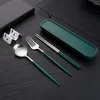 Dinnerware Sets 304 Tableware Set Portable Cutlery High Quality Stainless Steel Fork Spoon Travel Flatware With Box