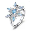 Clusterringen Rulalei Drop Shippung aankomst Hoge kwaliteit 925 SILVER WHITEBLUE CUBIC ZIRKONIA PARTY VROUWEN Wedding Bloemring GIF