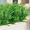 Decorative Flowers 8Pcs Artificial Plants UV Resistant Fake Boxwood Faux Greenery For Outdoor Hanging Garden Farmhouse Decor