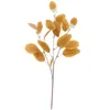Kwiaty dekoracyjne 5pcs sztuczne 3-forki eukaliptus liść zielone rośliny