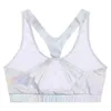 Tanques de mujer Mujeres sin mangas con tiras recortadas Volver Crop Top Metálico Brillante Gimnasio Yoga Chaleco Deportes Tanque Raves Pole Dance Sexy Clubwear