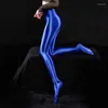Women's Leggings AIIOU Shiny High Waist Tights Sexy Stockings Women Glossy Opaque Spandex Elastic Pants Workout Sports Trousers