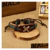 Charm Bracelets Charms Cross Leather Bangles Fashion Bracelet For Women Men Jewelry Drop Delivery Dhudt