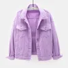 Women's Jackets Women's Denim Jacket Spring Autumn Short Coat Pink Jean Jackets Casual Tops Purple Yellow White Loose Tops Lady Outerwear KW02 T221220