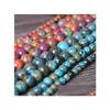 Jade Diy colorido de pedra natural ioga Cura de contas redondas para jóias Fazendo pulseira de miçangas e colar de miçangas lisas DHU12