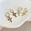 Hoop Earrings 2022 Stainless Steel Mini 316L Plated Zircon Cross Girls Fashion Jewelry Waterproof