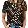 T-shirts pour femmes Un autre modèle pour Kelsi T-shirt pour femmes Mode Fermeture à glissière imprimée Col en V Manches courtes Casual Plus Taille Dots Simple