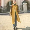 Women's Wool Women's Woolen Jacket 2022 Winter Style Yellow Brown Contrast Stitching Korean Loose Long Lapel Fashion Coat Female GJ1