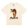 High Quality Men's Rhude t Shirt New Fashion Brand Rhudes Los Angeles Tiger Hd Printing Short Sleeve and Women's High Street Undercoat Half Wholesale