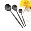 Dinnerware Sets Vintage Matte Black Cutlery Set 18/10 Stainless Steel Knife Dessert Fork Coffee Spoon Tableware Kitchen Flatware