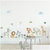 Decoração de parede desenho animado de mão dn animais adesivo para casa quarto infantil adesivos kingdergarten adesivos de vinil 220613 entrega de gota bebê maternit dhjg9