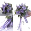 Decoratieve bloemen Handgemaakte kunstmatige bruidsbruidsmeisje bruiloft boeket zijde rozen casamento mariage benodigdheden huisdecoratie