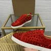 Top mens stylish studded shoes handcrafted real leather designer rock style unisex red soles shoes luxury fashion womens diamond encrusted casual shoe 00074