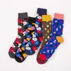 Men's Socks Fashion Floral Pattern Crew Funny Harajuku Cotton Mid Tube Casual Hip Hop Skateboard Streetwear