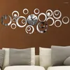 Horloges murales Horloge 3D Autocollant Quartz Europe Design Reloj De Pared Grand Décoratif DIY Acrylique Miroir Salon