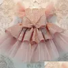 Abiti da ragazza Torta di paillettes di Natale Doppio vestito da bambina 1 anno Compleanno Nato Abiti da sposa Abiti da battesimo 220125 D Dhqvn