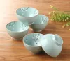Bowls 1 Set Ceramic Bowl Korean Japanese-style Underglaze Flower Patterned Rice Soup Gift