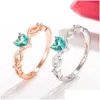 Solitaire Ring Heart For Women Female Cute Finger Rings Romantic Birthday Gift Girlfriend Fashion Zircon Stone Jewelry Drop Delivery Dhvj6