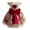 Kız Elbise Kızıl Çiçek Prenses Elbise Toddler Kızlar için 12m Bebek Bir Yıllık Doğum Günü Partisi Büyük Bow Tutu Elbisesi Resmi Pageant Prom Kostüm