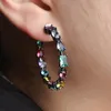 Hoop Earrings OMYFUN Mixed Crystal Glass Female Women Fashion Semi Joyas Luxury Brincos Jewelry Big Hollow E007