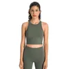 ET001 Doble 6 Lycra Yoga Tops Sujetador antibacteriano con espalda cruzada Camiseta sin mangas con sentido desnudo Mantecoso Suave Sujetador de cuello alto Chaleco de mujer con Removabl278r