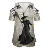 Camisetas de mujer Surrender Dorothy Wicked Witch Oz Digital Mixed Media Mujeres Cremallera Sexy Impreso Vintage Tops Camiseta con estampado completo