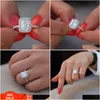 Cluster Rings Charming Lady Promise Ring Sier Color Cubic Zirconia Statement Party Wedding Band For Women Bridal Jewelry Drop Deliver Dhfzw