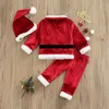 Kläduppsättningar Småbarn Kid Girl Boy Christmas Cosplay Santa Claus Costume Baby Xmas Outfit 3 Piece Set Cardigan Trousers Hat
