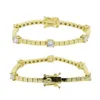 Link Armbänder angekommen 3mm breite Tenniskette mit kubischen Zirkon gepflastert Halsband Halskette Armband Set für Frauen Dame Hochzeit Party Schmuck Geschenk
