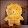 Plush Dolls Cute Bread Big Muscle Bear Lion Pig Doll Boyfriend Healing Pillow Girlfriend Birthday Gift 220329 Drop Delivery Toys Gif Dhk0A